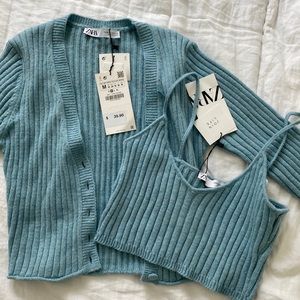 *NWT* ZARA CARDIGAN & KNIT BRA SET